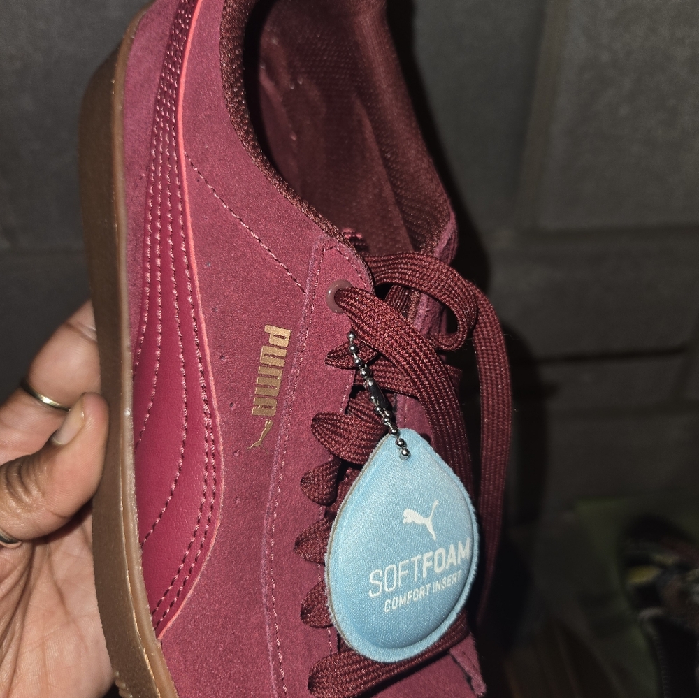 Puma Women's Burgundy Sneakers with Brown Sole